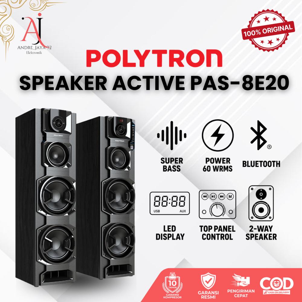 POLYTRON PAS-8E20 Speaker Active Bluetooth Full Bass Lowwatt Garansi Resmi